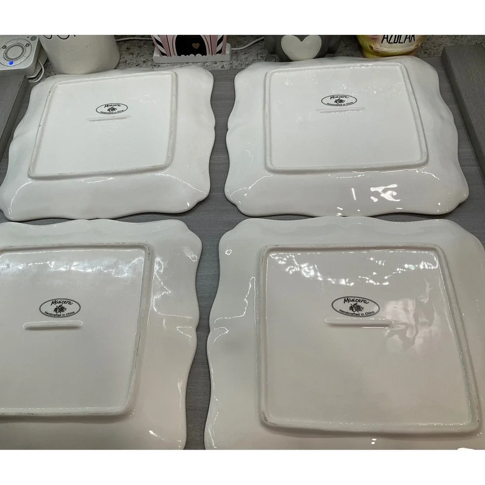 LARGE MAXCERA LEMON TREE SKETCH SQUARE DINNER PLATES‎